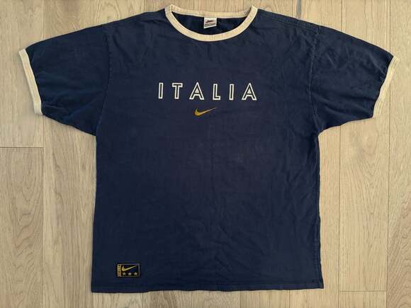 Nike Other - Vintage Nike Italia Soccer Ringer T-Shirt Navy Blue Size XL
